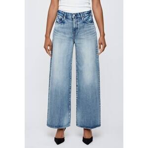 Moussy Lewes Super Wide Jean in Medium Blue 24